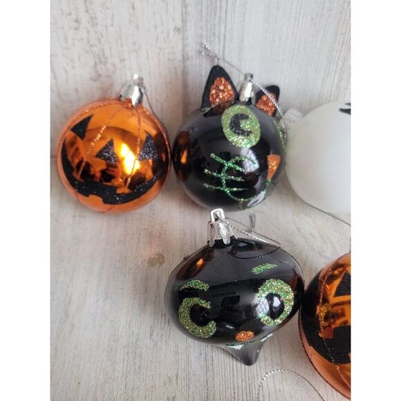 Hallloween ghost pumpkin cat ball ornament set Xmas spooky - Picture 10 of 13